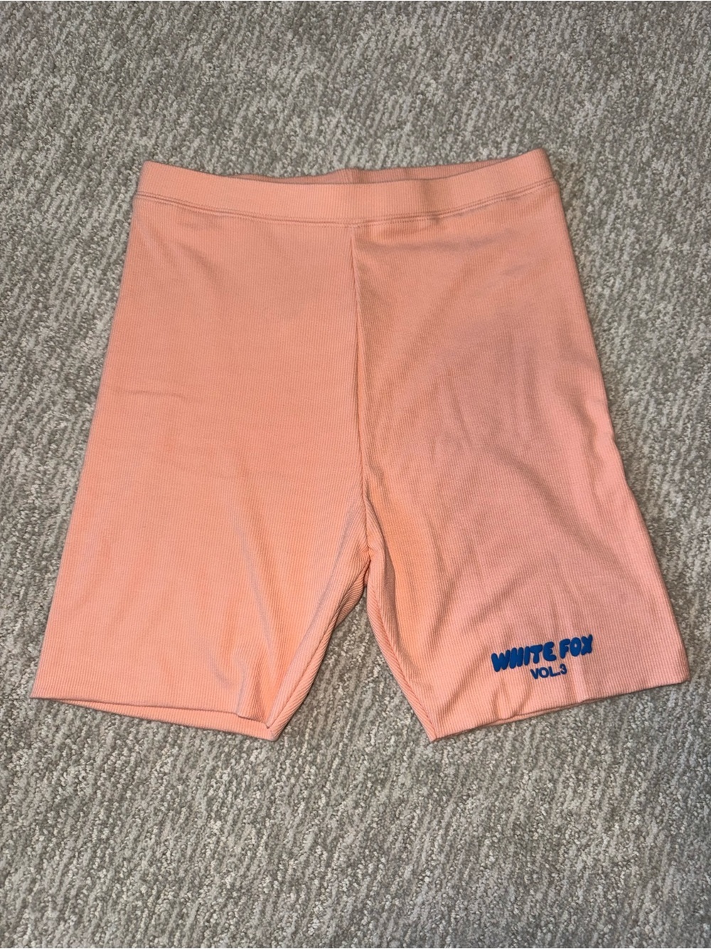 White Fox Ribbed Biker Shorts